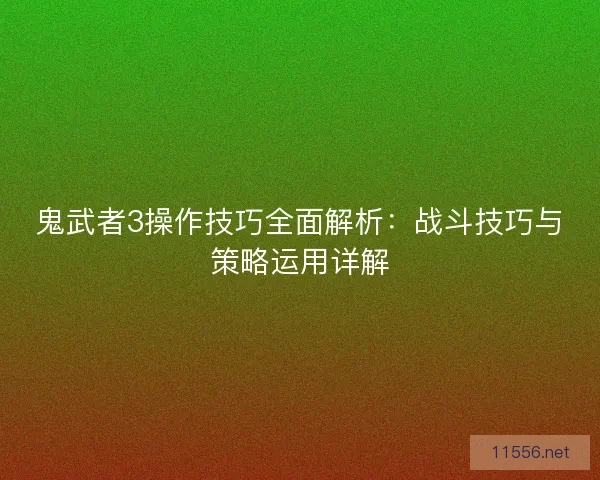 鬼武者3操作技巧全面解析：战斗技巧与策略运用详解