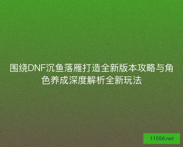 围绕DNF沉鱼落雁打造全新版本攻略与角色养成深度解析全新玩法