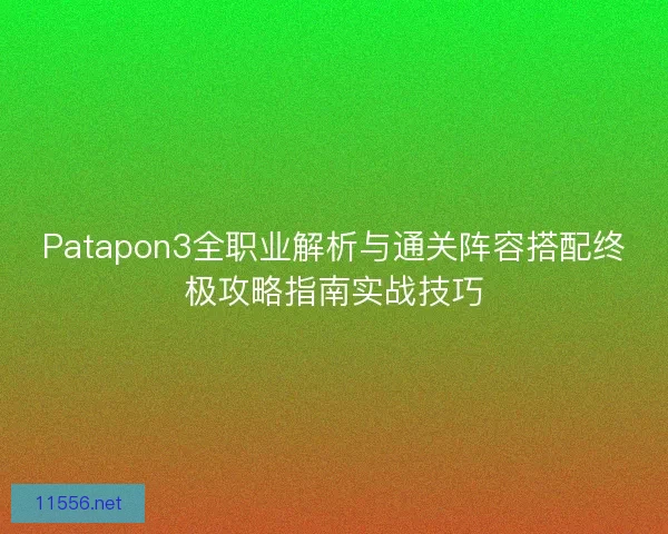 Patapon3全职业解析与通关阵容搭配终极攻略指南实战技巧