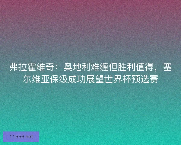 弗拉霍维奇：奥地利难缠但胜利值得，塞尔维亚保级成功展望世界杯预选赛